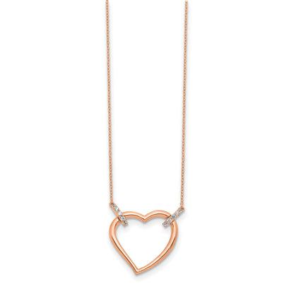 14k Rose Gold 1/4 carat Diamond Heart 18 inch Necklace