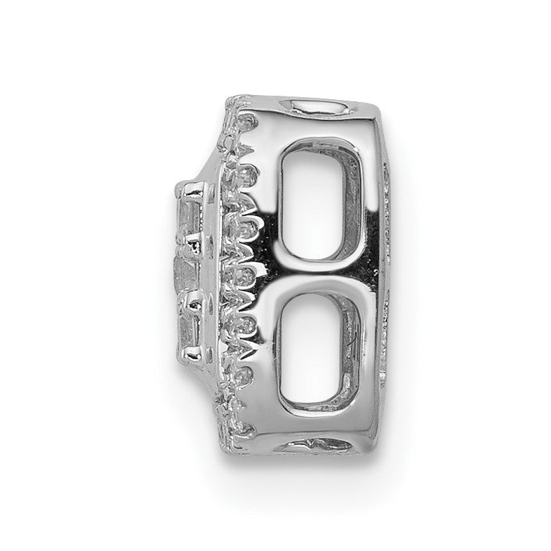 14k White Gold 1/4 carat Diamond Square Halo Cluster Chain Slide