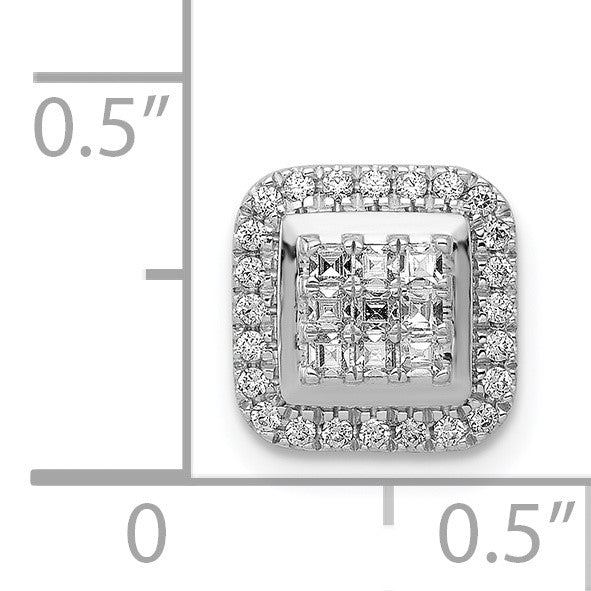 14k White Gold 1/4 carat Diamond Square Halo Cluster Chain Slide