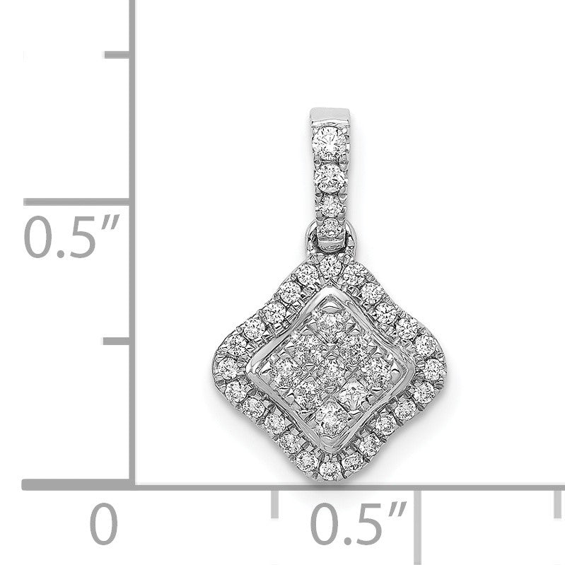 14k White Gold 1/4 carat Diamond Cluster Pendant