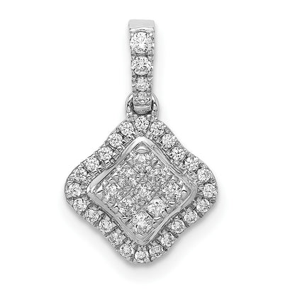 14k White Gold 1/4 carat Diamond Cluster Pendant