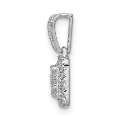 14k White Gold 1/4 carat Diamond Square Halo Cluster Pendant