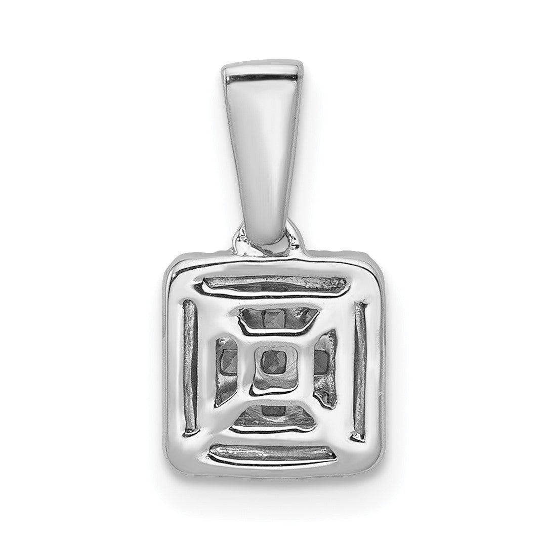 14k White Gold 1/4 carat Diamond Square Halo Cluster Pendant