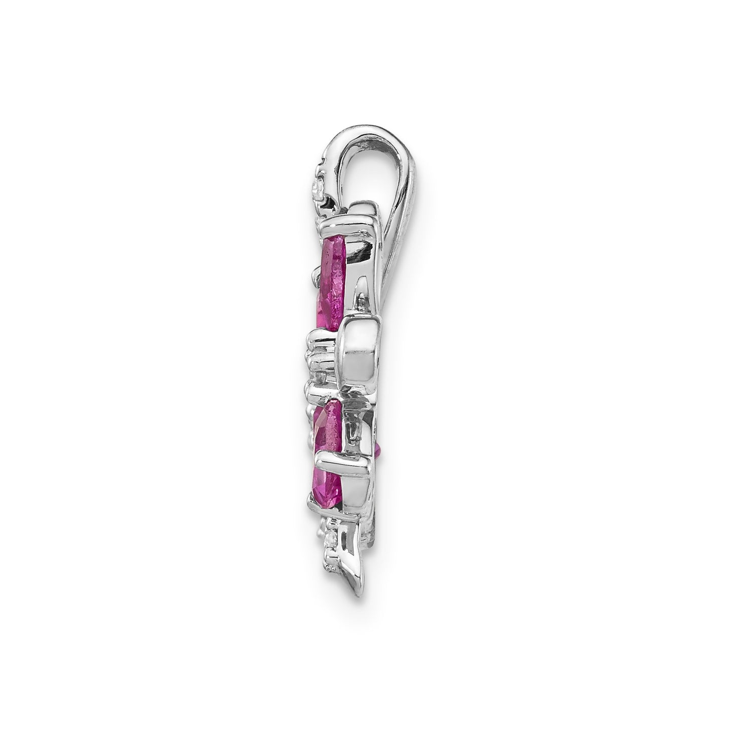 14k White Gold Diamond and Pear Citrine/Pink Tourmaline Flower Pendant