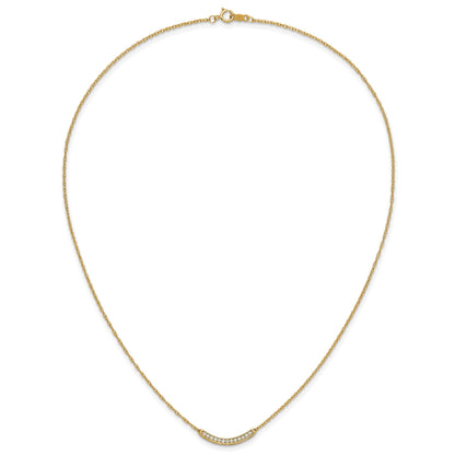 14k Polished 1/6 carat Diamond Curved Bar 18 inch Necklace