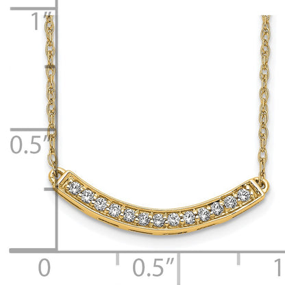 14k Polished 1/6 carat Diamond Curved Bar 18 inch Necklace