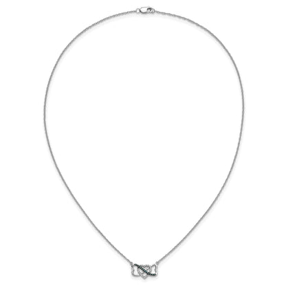 14k White Gold 1/10 carat Blue and White Diamond Heart Infinity 17 inch Necklace
