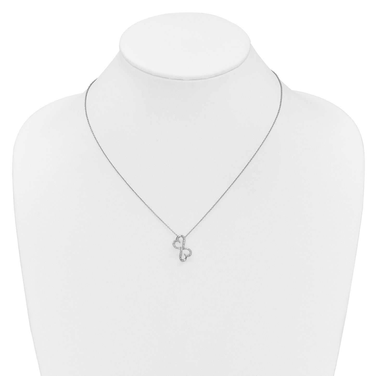 14k White Gold 1/20 carat Diamond Heart Infinity Pendant 18 inch Necklace