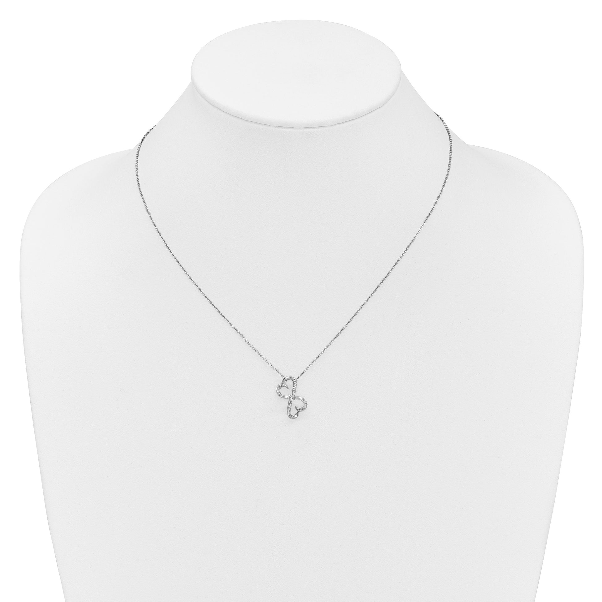 14k White Gold 1/20 carat Diamond Heart Infinity Pendant 18 inch Necklace