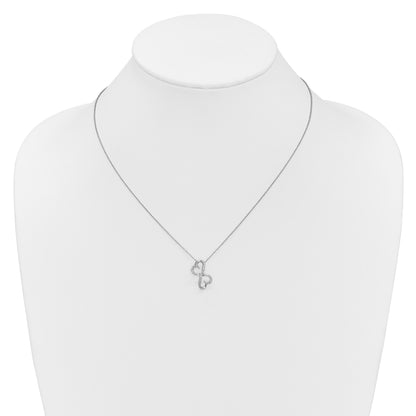 14k White Gold 1/20 carat Diamond Heart Infinity Pendant 18 inch Necklace
