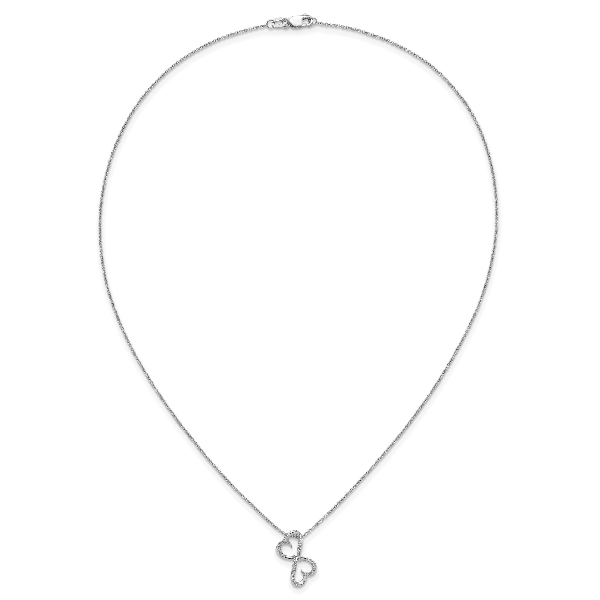 14k White Gold 1/20 carat Diamond Heart Infinity Pendant 18 inch Necklace