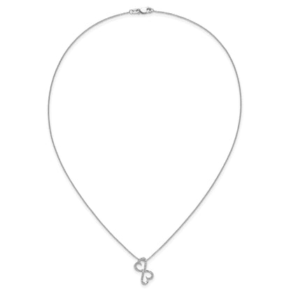 14k White Gold 1/20 carat Diamond Heart Infinity Pendant 18 inch Necklace