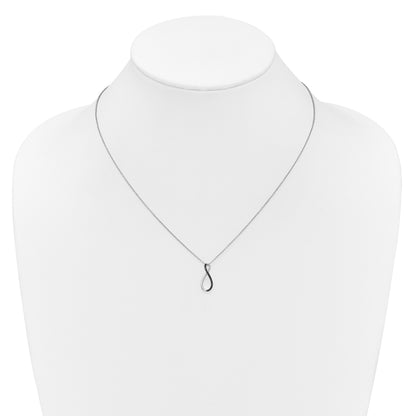14k White Gold 1/15 carat Black Diamond Infinity Pendant 18 inch Necklace