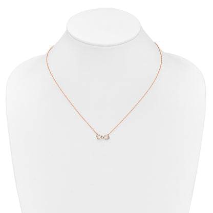 14K Rose Gold Polished 1/6 carat Diamond Infinity Symbol 18 inch Necklace