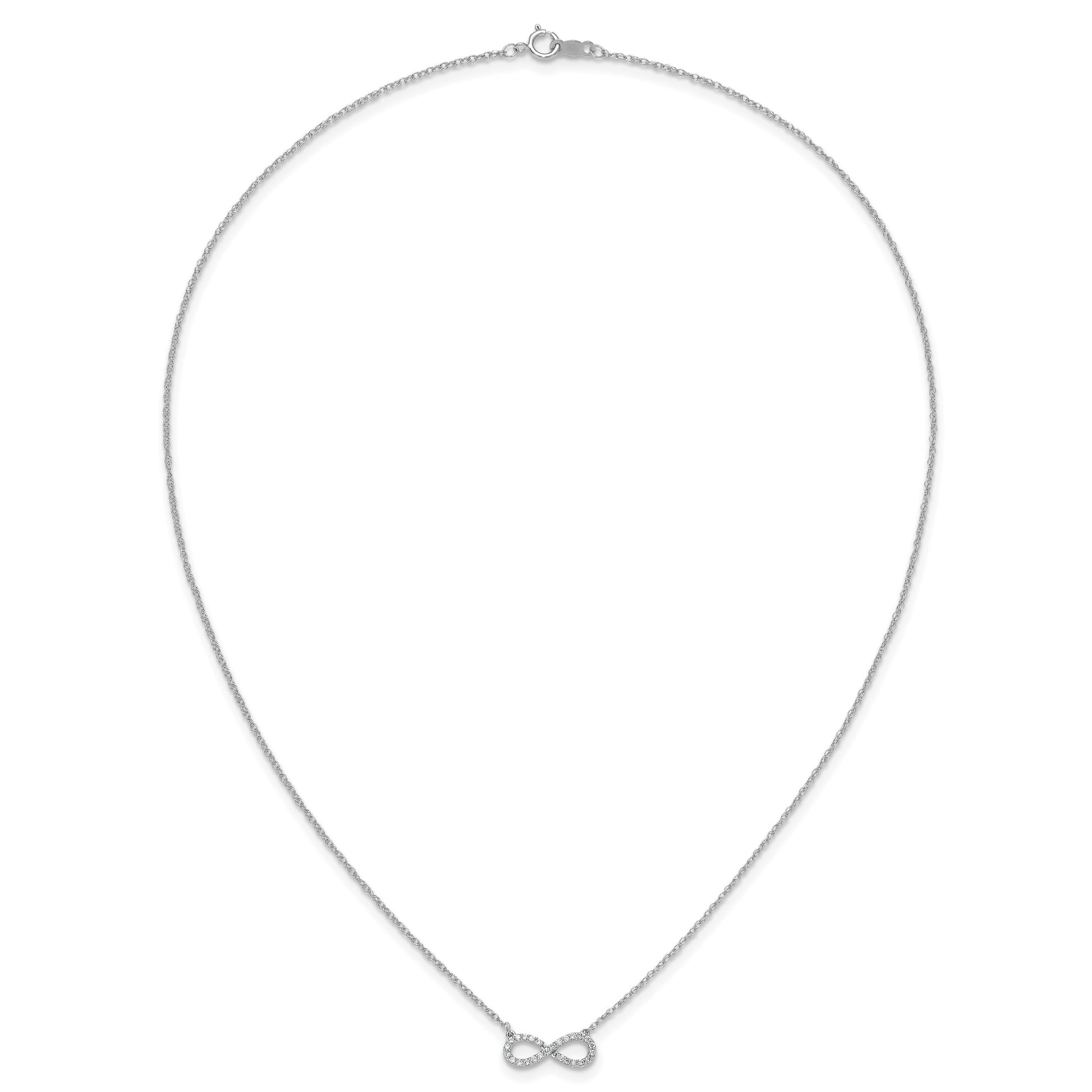 14K White Gold Polished 1/6 carat Diamond Infinity Symbol 18 inch Necklace
