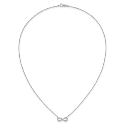 14K White Gold Polished 1/6 carat Diamond Infinity Symbol 18 inch Necklace