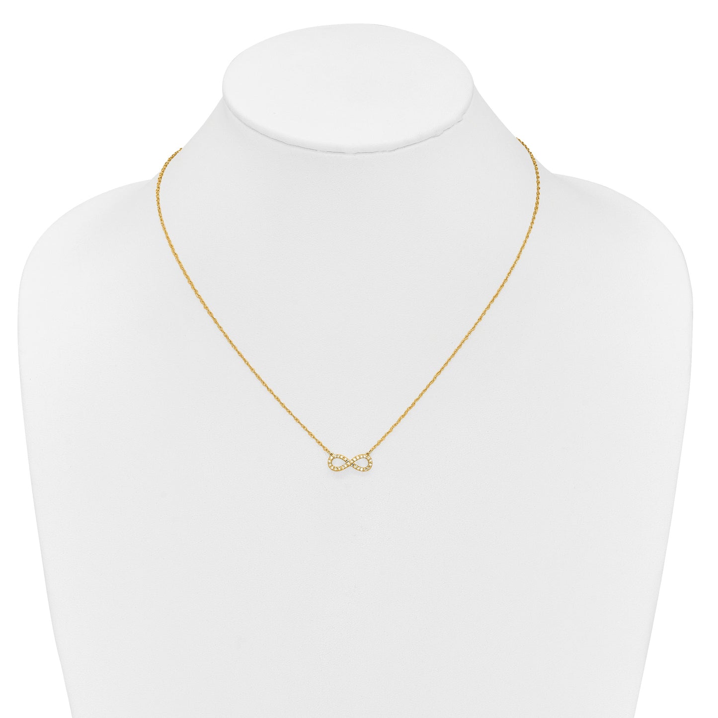 14K Polished 1/6 carat Diamond Infinity Symbol 18 inch Necklace
