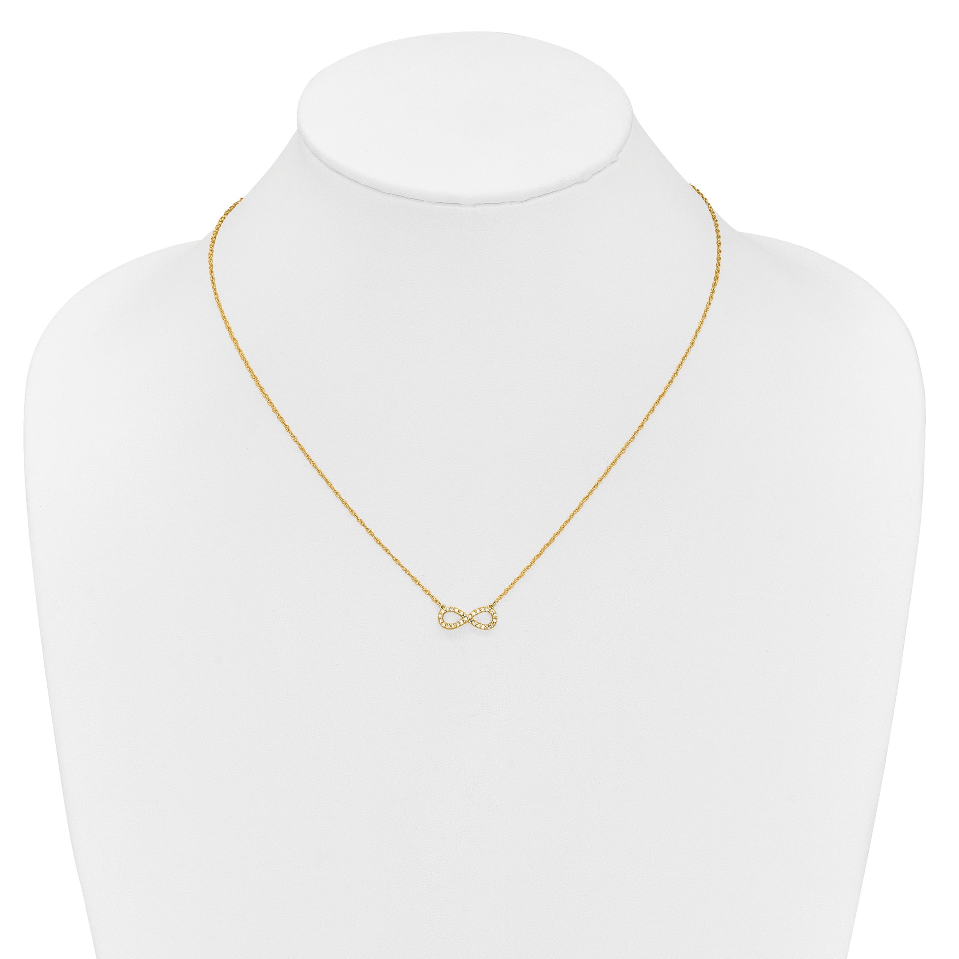 14K Polished 1/6 carat Diamond Infinity Symbol 18 inch Necklace