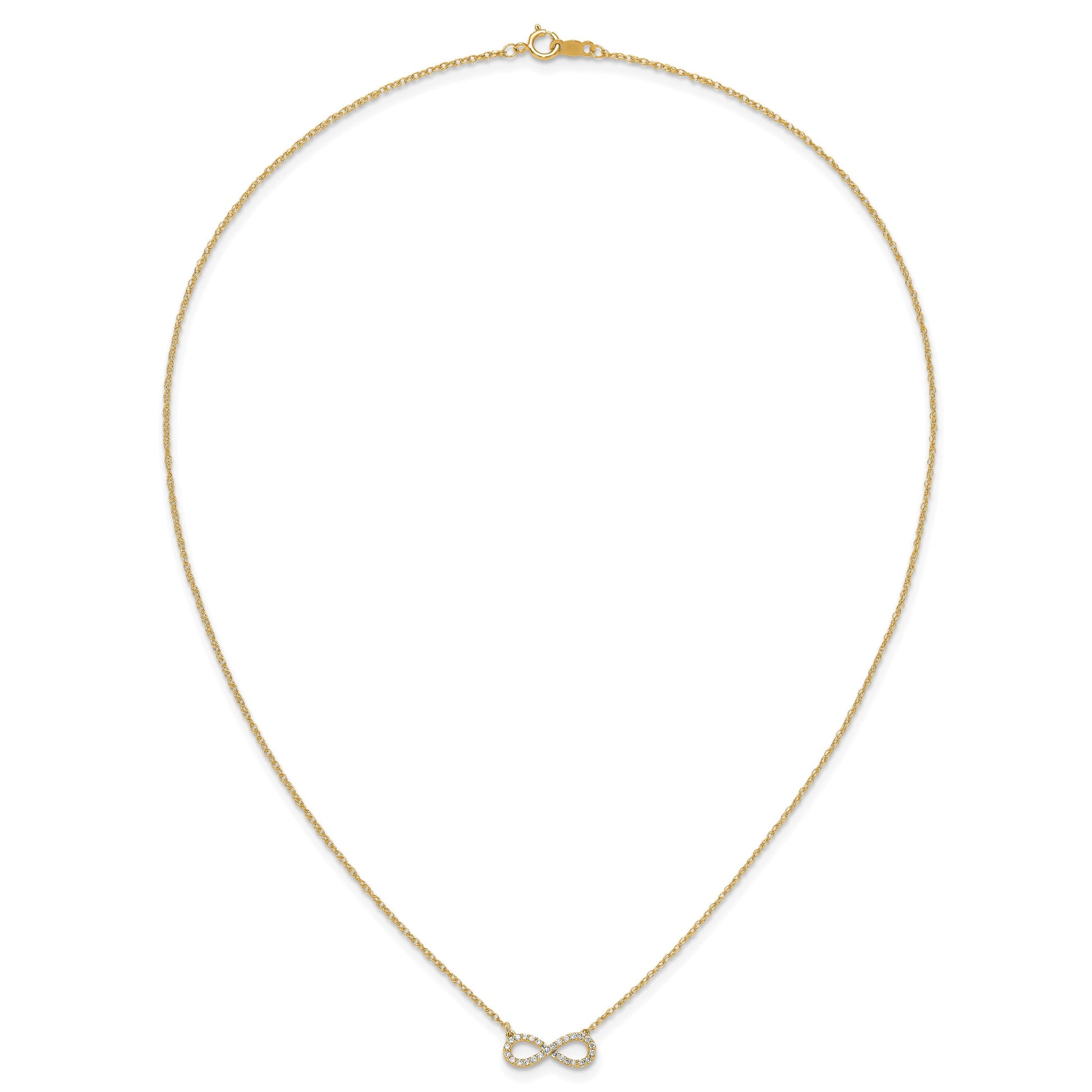 14K Polished 1/6 carat Diamond Infinity Symbol 18 inch Necklace