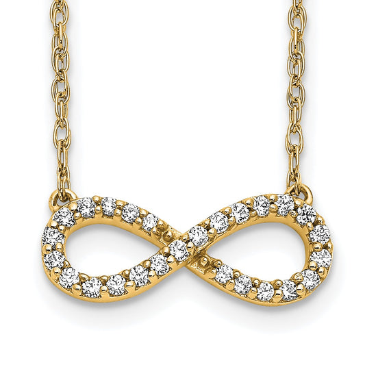 14K Polished 1/6 carat Diamond Infinity Symbol 18 inch Necklace