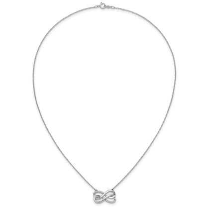 14k White Gold 1/10 carat Diamond Double Infinity Symbol 18 inch Necklace