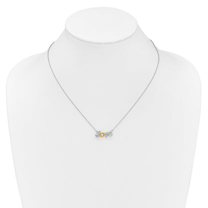 14k Two-tone LOVE Moving .03 carat Diamond 18 inch Necklace