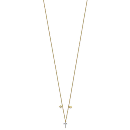 14k Polished 1/20 carat Diamond Cross 18 inch Necklace