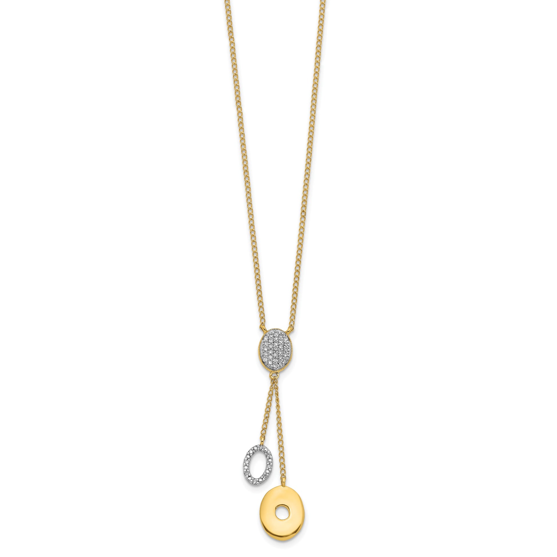 14k Polished 1/10 Diamond Circle Dangles 18 inch Y-Necklace