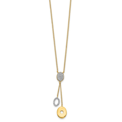 14k Polished 1/10 Diamond Circle Dangles 18 inch Y-Necklace