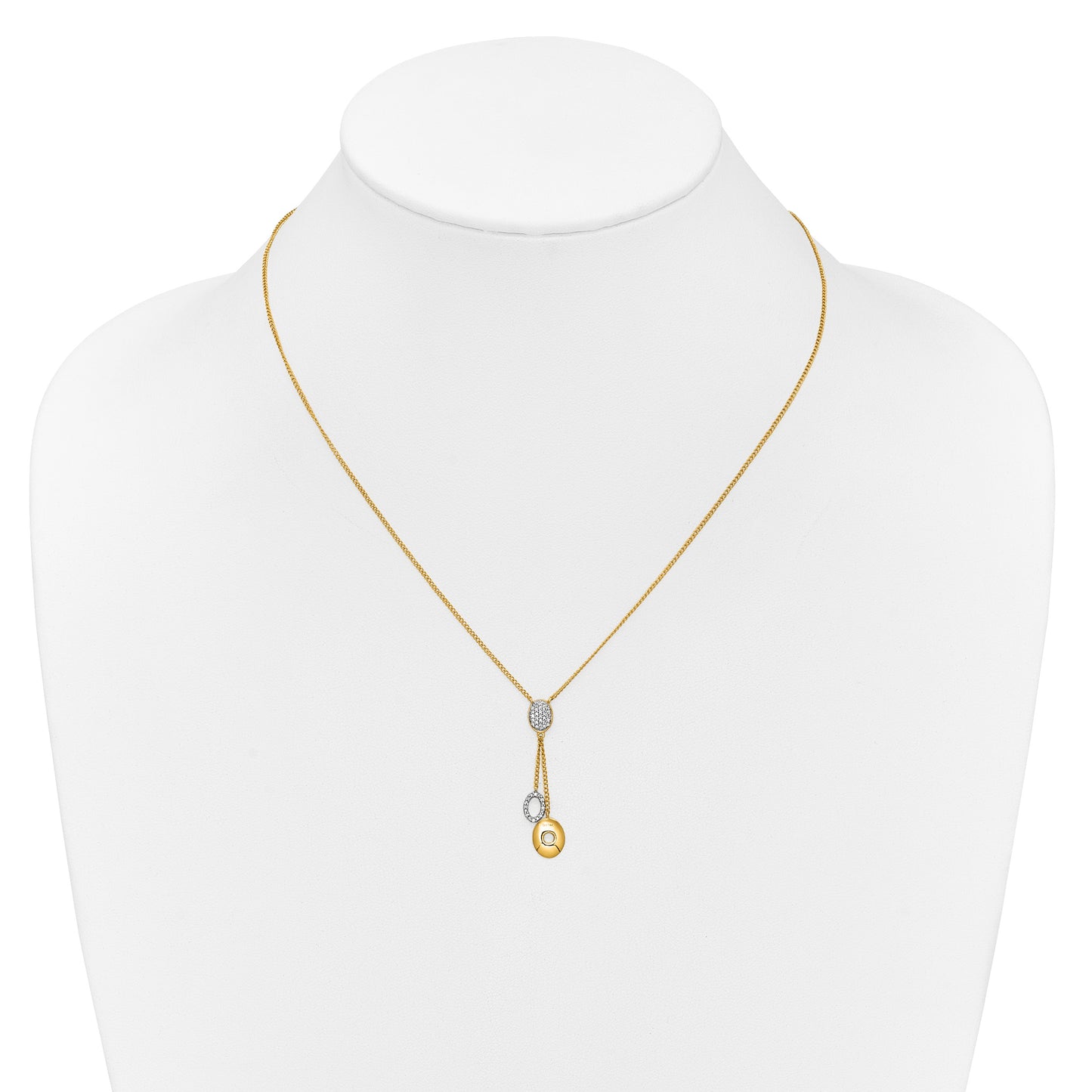 14k Polished 1/10 Diamond Circle Dangles 18 inch Y-Necklace