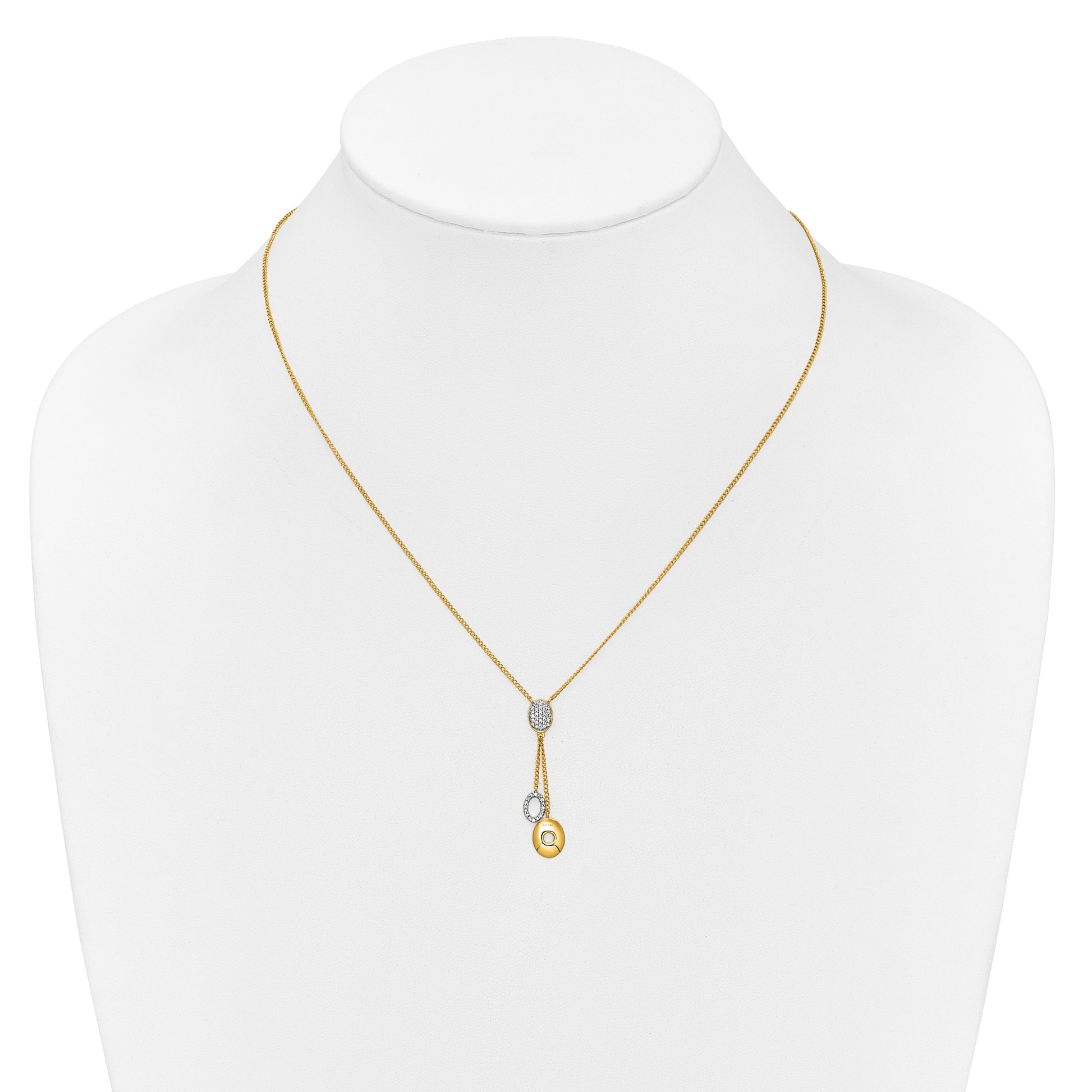 14k Polished 1/10 Diamond Circle Dangles 18 inch Y-Necklace
