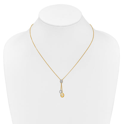 14k Polished 1/10 Diamond Circle Dangles 18 inch Y-Necklace