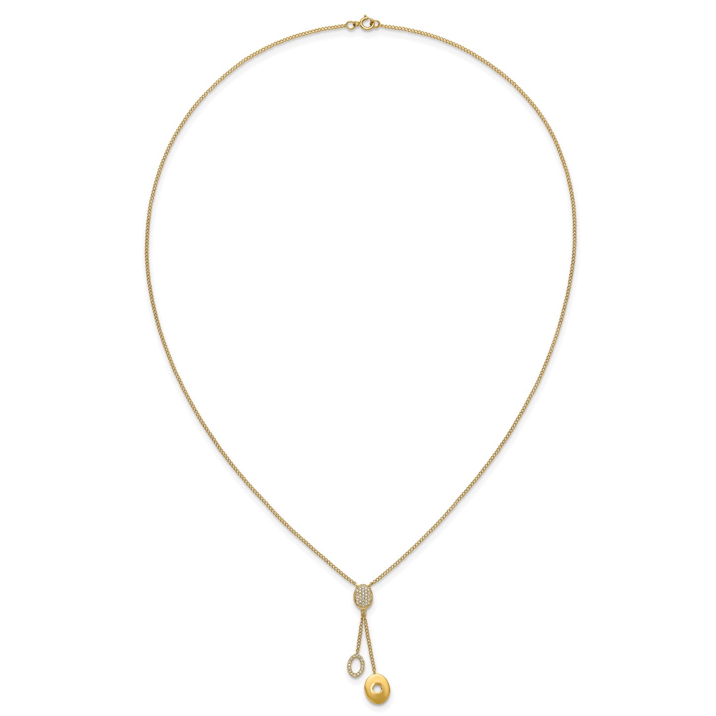 14k Polished 1/10 Diamond Circle Dangles 18 inch Y-Necklace