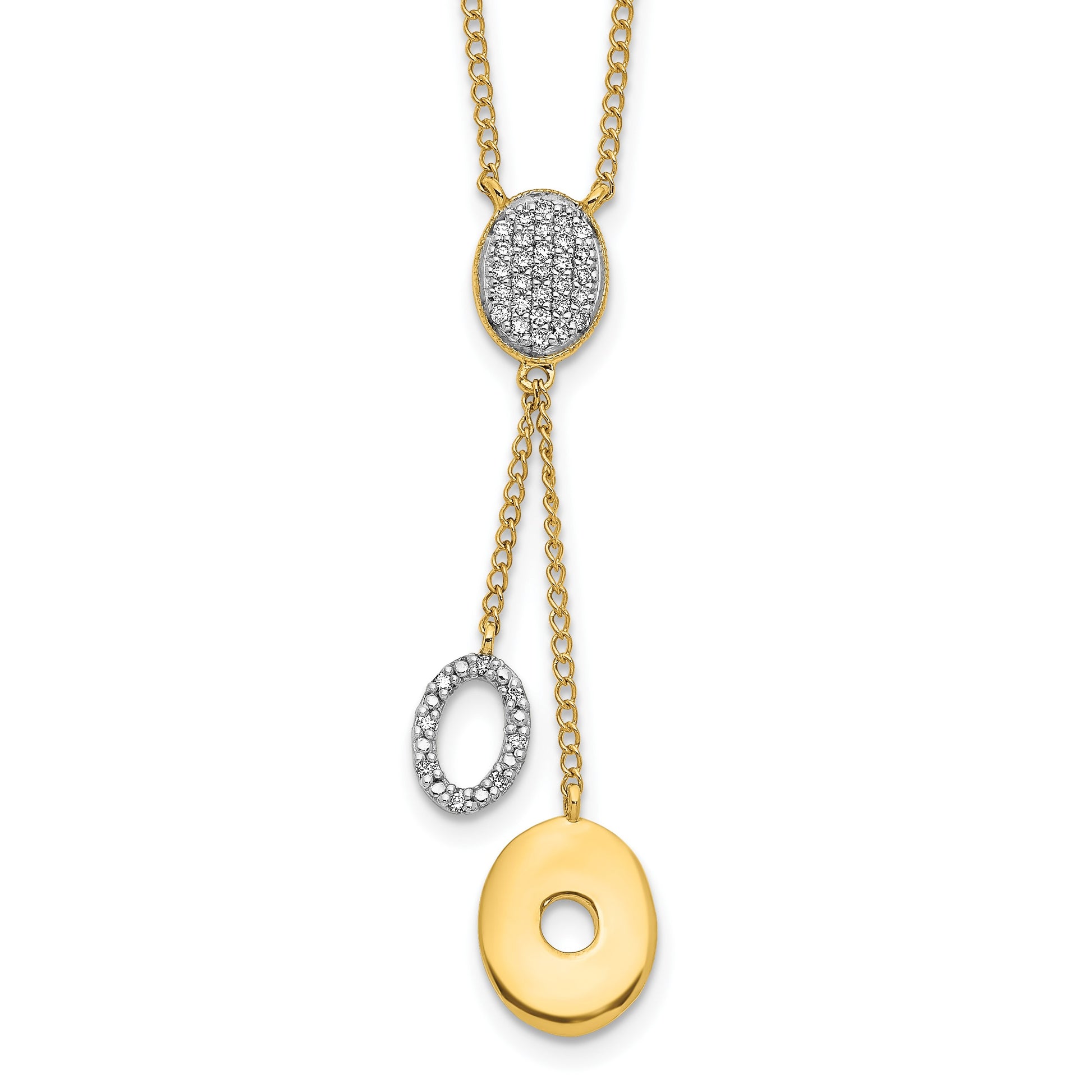 14k Polished 1/10 Diamond Circle Dangles 18 inch Y-Necklace