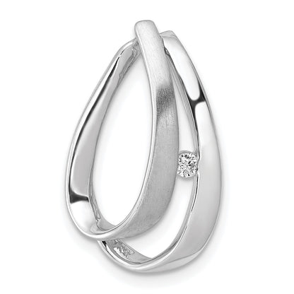 14k White Gold Complete 1/20 carat Diamond Double Teardrop Chain Slide