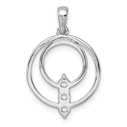 14k White Gold Holds 3-2.7mm Three-Stone Circle Pendant Mounting