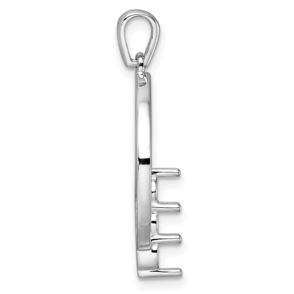 14k White Gold Holds 3-3.2mm Three-Stone Circle Pendant Mounting