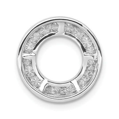 14k White Gold 1/2 carat Diamond Channel Set Circle Chain Slide