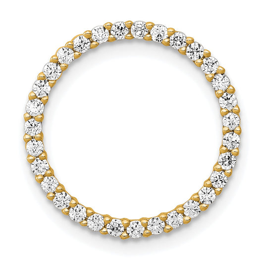 14k Polished 3/8 carat Diamond Circle Chain Slide