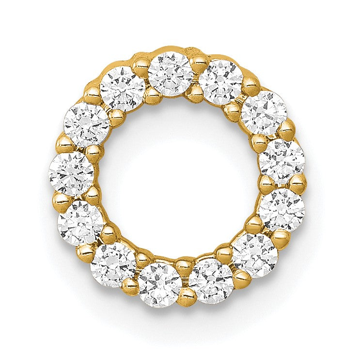 14k Polished 1/4 carat Diamond Circle Chain Slide