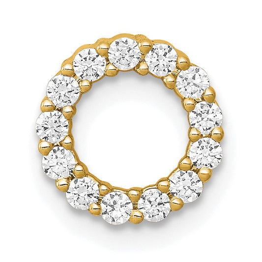 14k Polished 1/4 carat Diamond Circle Chain Slide