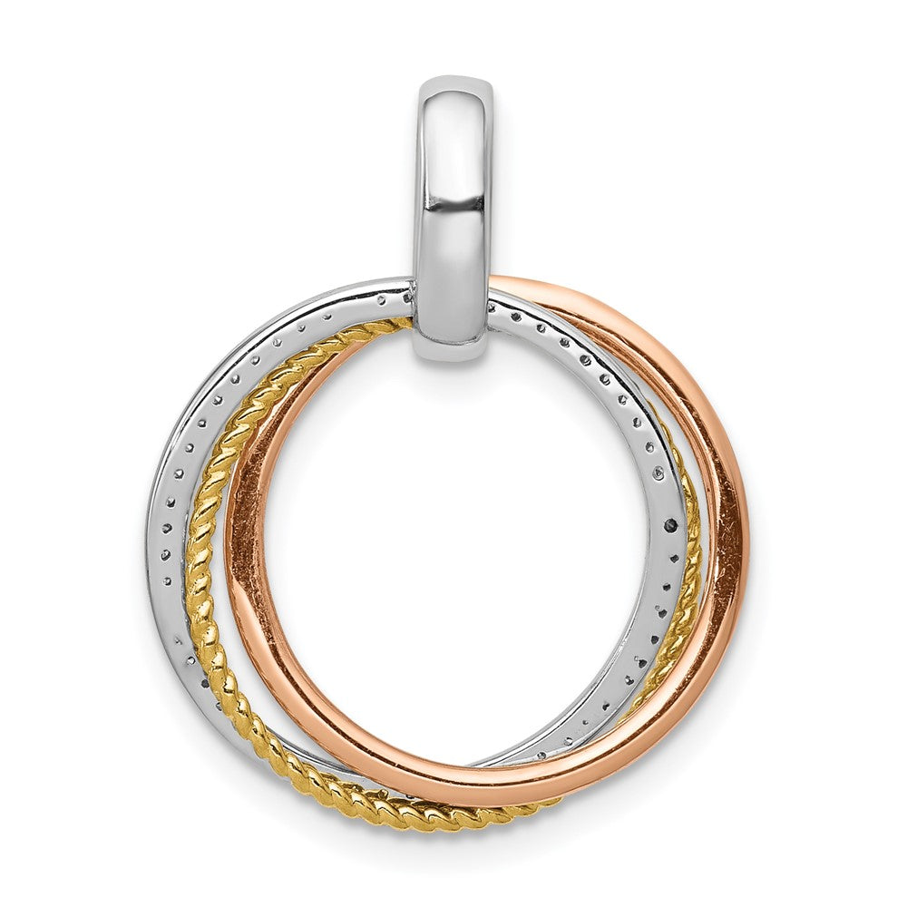 14k Tri-color 1/6ct. Diamond Moveable Circles Pendant