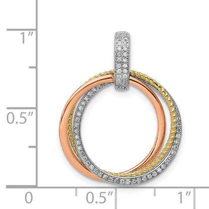 14k Tri-color 1/6ct. Diamond Moveable Circles Pendant