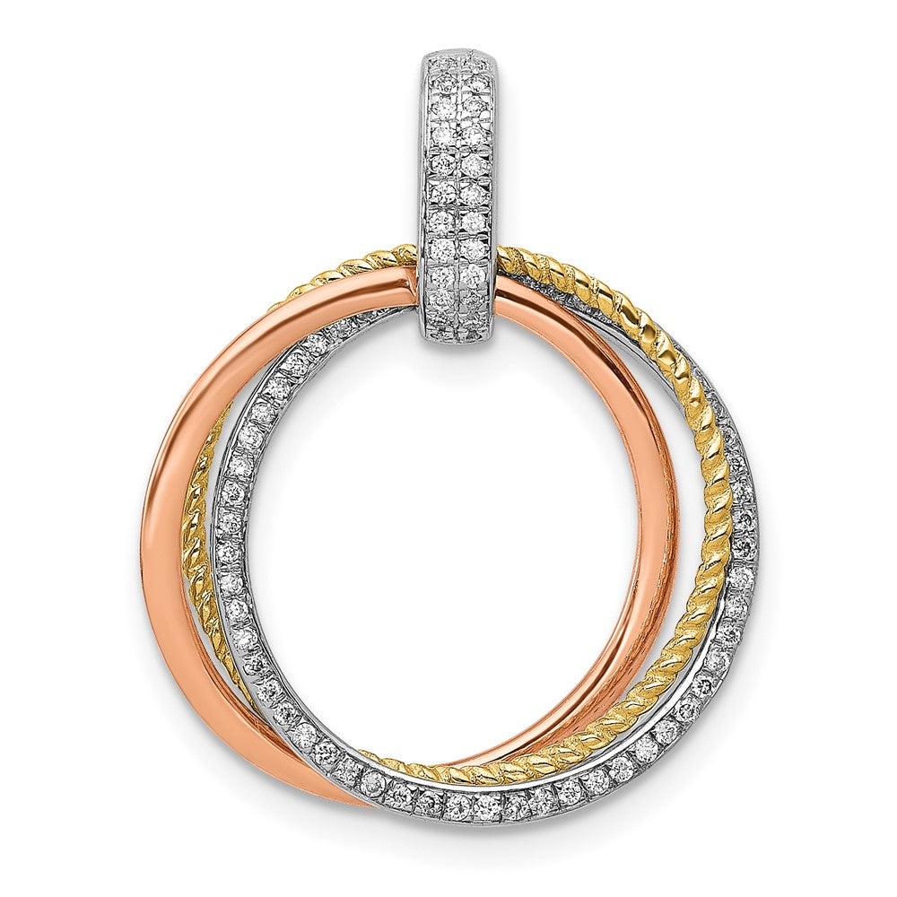 14k Tri-color 1/6ct. Diamond Moveable Circles Pendant