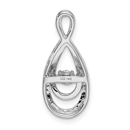 14k White Gold 1/4 carat Moving Diamond Infinity Slide Fits up to 2mm Regular/3mm Fancy or Reversible Omega