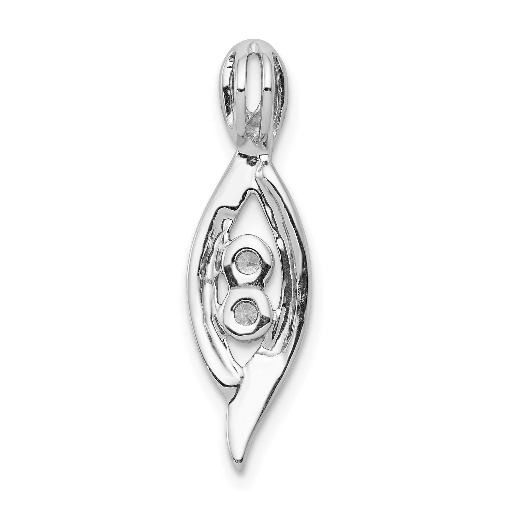 14k White Gold 1/20 carat Diamond Fancy Chain Slide