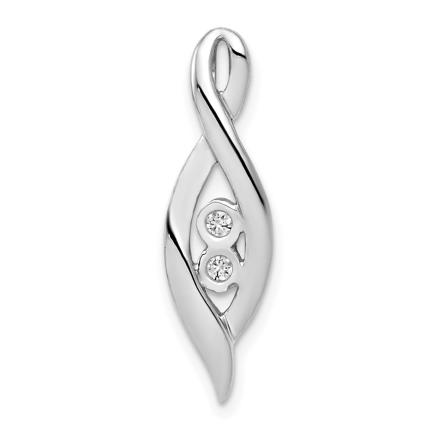 14k White Gold 1/20 carat Diamond Fancy Chain Slide