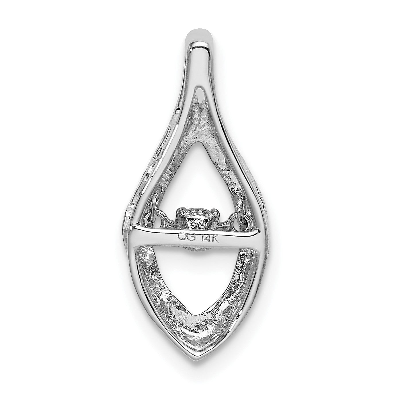 14k White Gold 1/10 carat Moving Diamond Slide Fits up to 2mm Regular/3mm Fancy or Reversible Omega