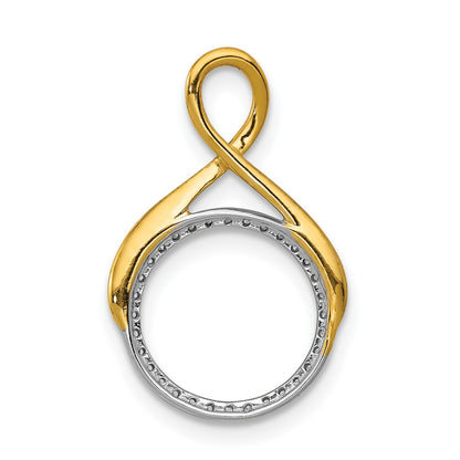 14k Two-tone 1/10 carat Diamond Fancy Circle Chain Slide
