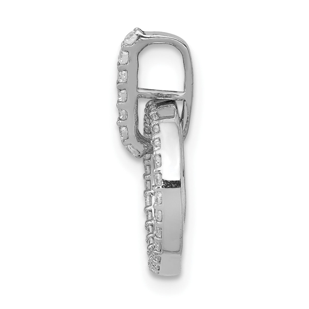 14k White Gold 1/4 carat Diamond Double Circle Dangle Pendant